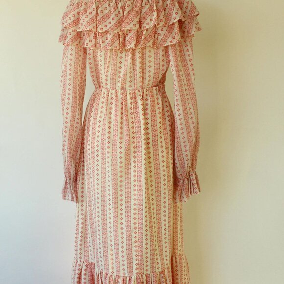 Vintage 1960s 1970s Skirt and Blouse, Neiman-Marcus Orange and Cream Peasant Sty - Picture 10 of 10